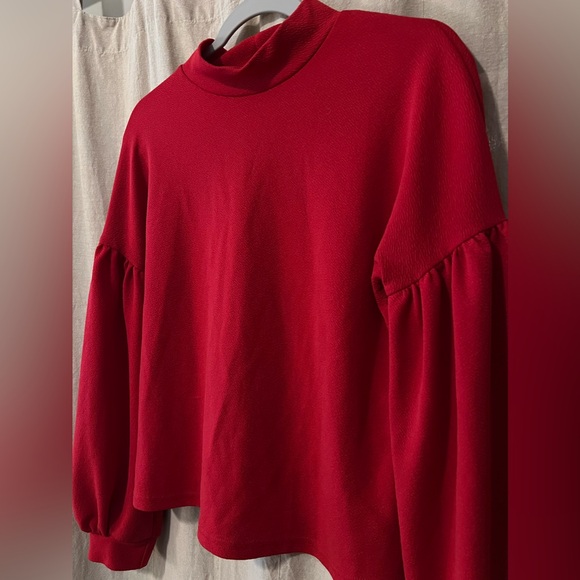 🤍 red balloon sleeve button back jumper small - Picture 3 of 5
